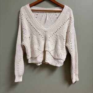 Anthropologie Womens Layered Open Knit Sweater Size LP Boho Oversize Cottagecore